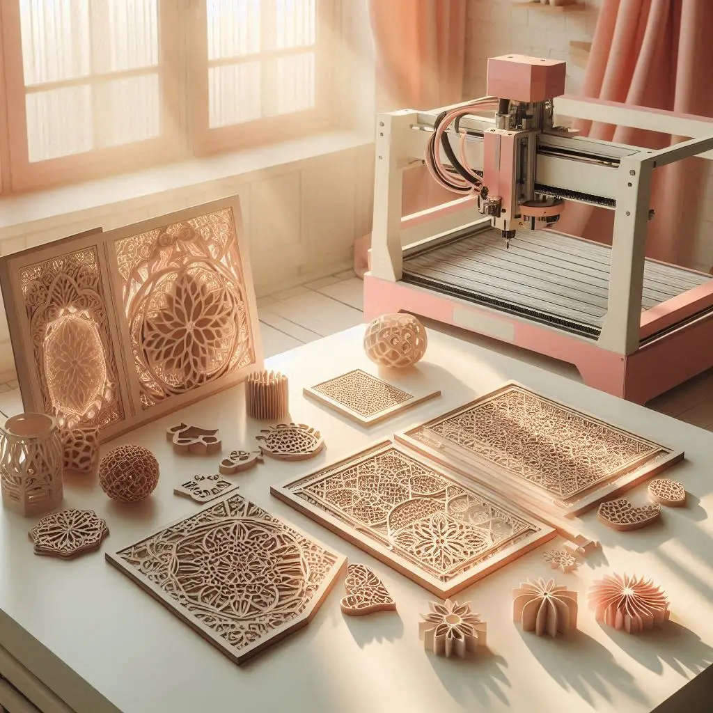 CNC laser cutting workshop pastel tone